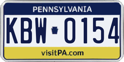 PA license plate KBW0154