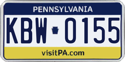 PA license plate KBW0155