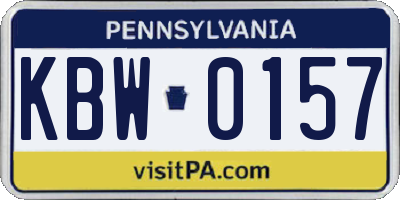 PA license plate KBW0157