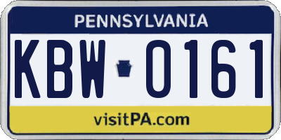 PA license plate KBW0161