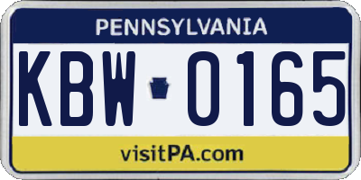 PA license plate KBW0165