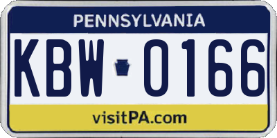 PA license plate KBW0166