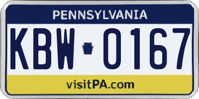PA license plate KBW0167