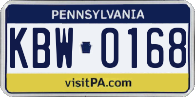 PA license plate KBW0168