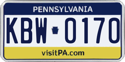 PA license plate KBW0170