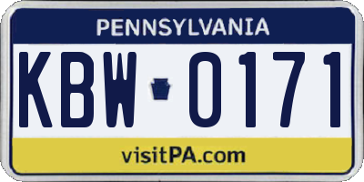 PA license plate KBW0171
