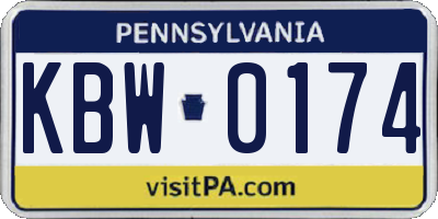 PA license plate KBW0174