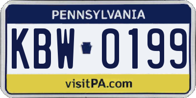 PA license plate KBW0199