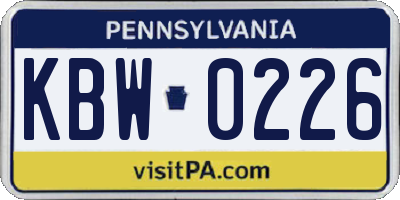 PA license plate KBW0226