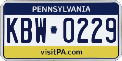 PA license plate KBW0229