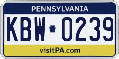 PA license plate KBW0239