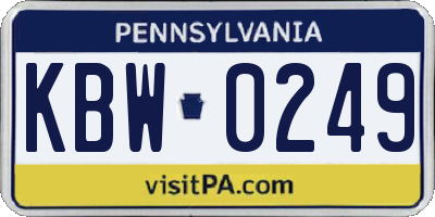 PA license plate KBW0249