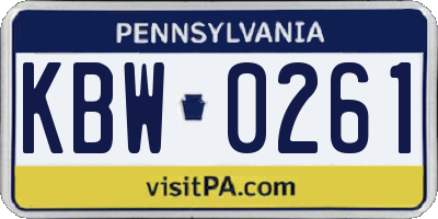 PA license plate KBW0261