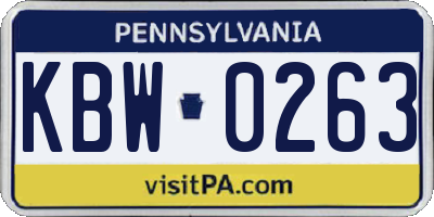 PA license plate KBW0263