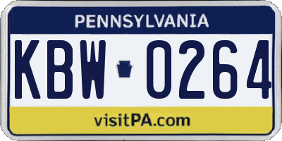 PA license plate KBW0264