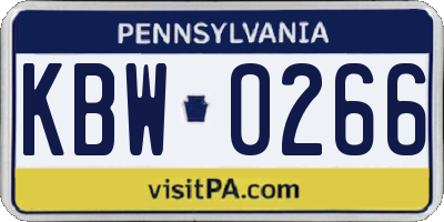 PA license plate KBW0266