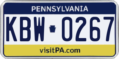 PA license plate KBW0267