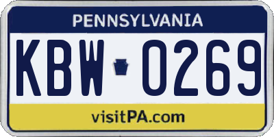 PA license plate KBW0269