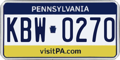 PA license plate KBW0270