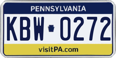 PA license plate KBW0272