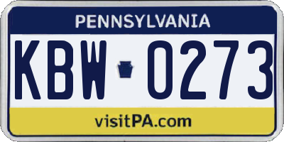 PA license plate KBW0273