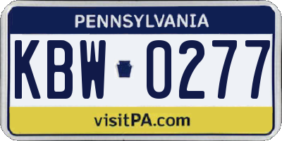 PA license plate KBW0277