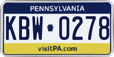 PA license plate KBW0278