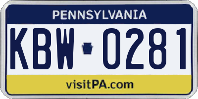 PA license plate KBW0281