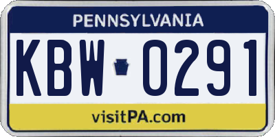 PA license plate KBW0291