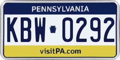 PA license plate KBW0292