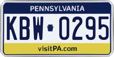 PA license plate KBW0295