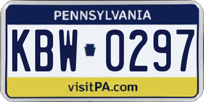 PA license plate KBW0297