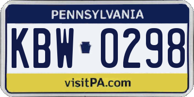 PA license plate KBW0298