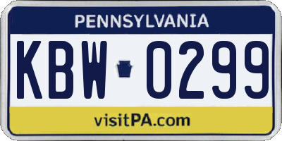 PA license plate KBW0299