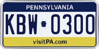 PA license plate KBW0300