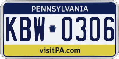 PA license plate KBW0306