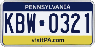 PA license plate KBW0321