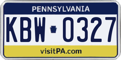 PA license plate KBW0327