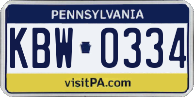 PA license plate KBW0334
