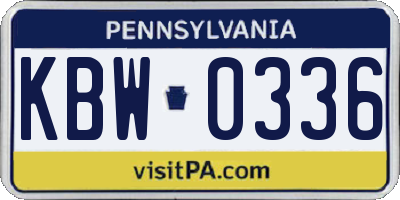 PA license plate KBW0336