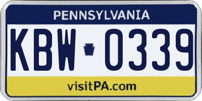 PA license plate KBW0339