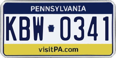 PA license plate KBW0341