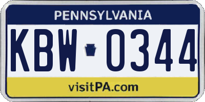PA license plate KBW0344