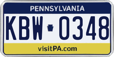 PA license plate KBW0348
