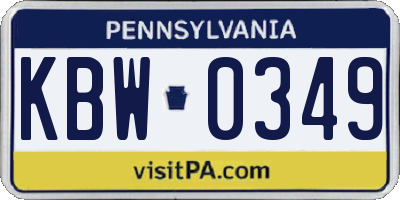PA license plate KBW0349