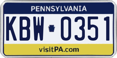 PA license plate KBW0351