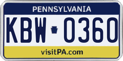 PA license plate KBW0360