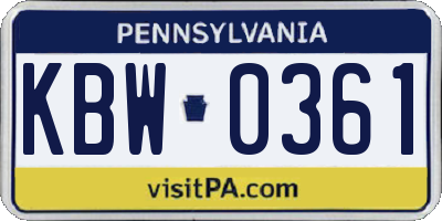 PA license plate KBW0361