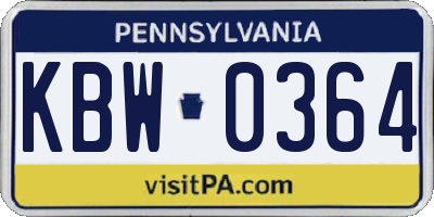 PA license plate KBW0364