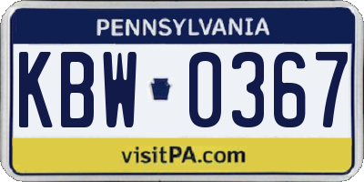 PA license plate KBW0367